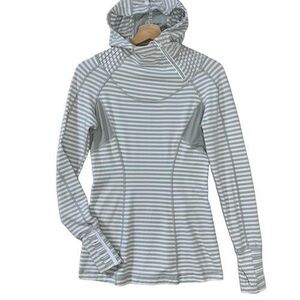 Lululemon Striped Gray and White Hooded Top